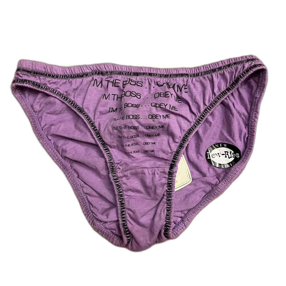 vintage Y2K 100% cotton graphic purple bikini panties size large NEW with tags